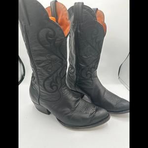 Tony Lama Black Leather Western Boots Yellowstone Cowgirl Women's Size 9 EE